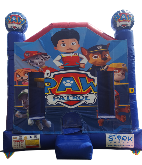 Paw Patrol bouncy castle with basketball net