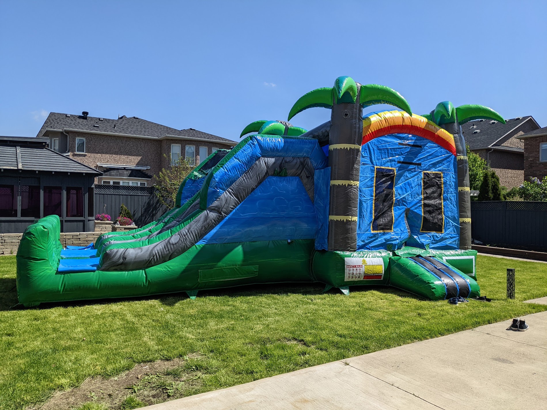 The Double Slide  bouncy castle = Double Trouble